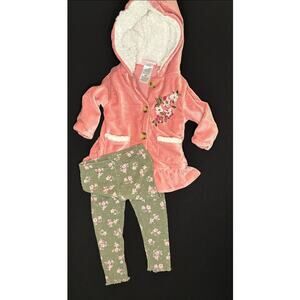 Size 12 month | Embroidered Jacket & Flower Leggings Pants | 2-piece Set